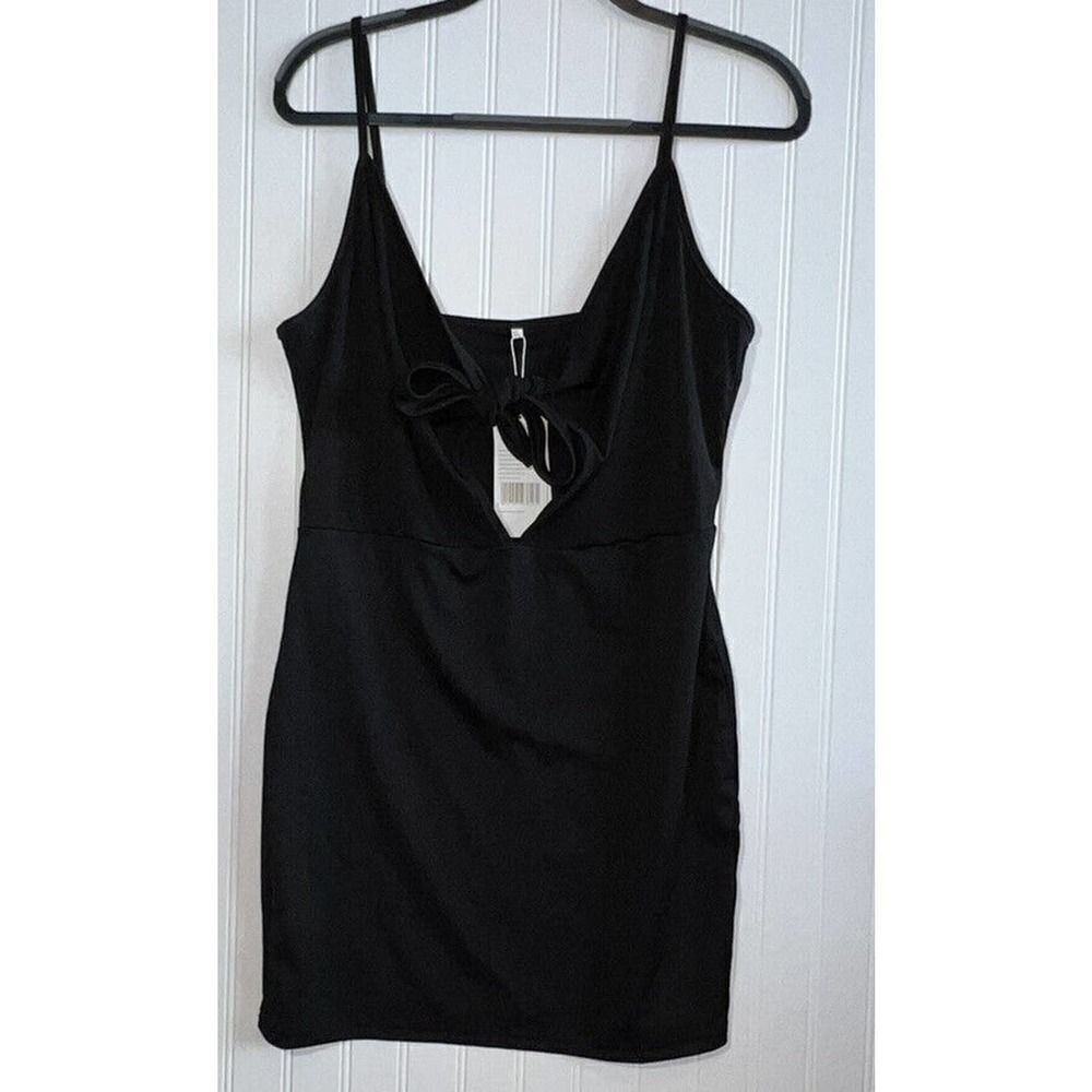 Benibos Dresses Summer Tie Front V-Neck Spaghetti Strap A-line Fit Mini Dress XL